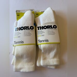 THORLO Unisex Crew Tennis Socks Size Large NWT, (2) Pair, Made in USA